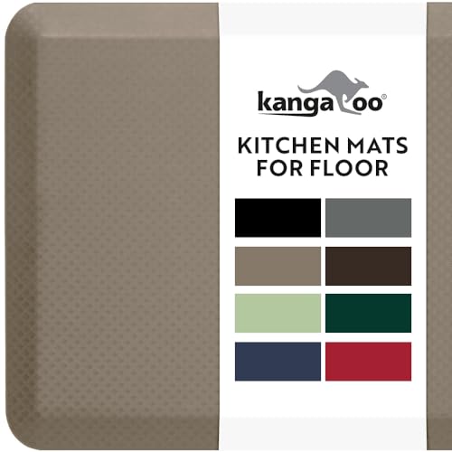 KANGAROO Anti Fatigue Mats for Kitchen Floor, 70x24 Runner, 3/4 Inch Cushioned Ergonomic Mat, Reduce Foot Pressure, Waterproof Comfort Rug for Under Sinks, Office Standing Desk, Store Floors, Beige - color: Beige, size: 70" x 24" x 0.8"