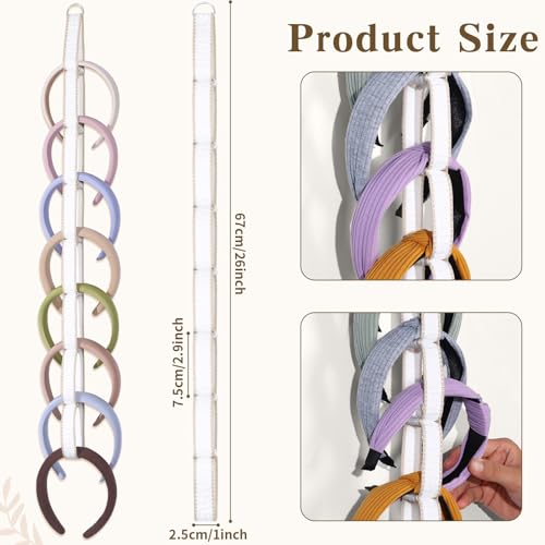 3 PCS Headband Holder Organizer for Girl,Hanging Hairband Storage for Women,Brown Hair Hoop Display Hair Accessories Organizer Bedroom College Dorm Decor (Cream textured) - color: Cream textured