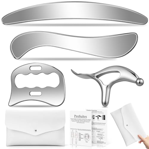 ProSuites 6PCS Stainless Steel Muscle Scraper Tool Set, Massage Scraper Tool Gua Sha for Myofascial Release Deep Tissue Massage