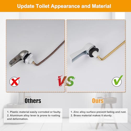 Hibbent Universal Metal Front Mount Toilet Handle Replacement Kit | White Finish Solid Brass Toilet Flush Tank Lever, Stainless Steel Flapper Chains for Most Toilet Tanks - color: White, style: Upgraded Front Mount