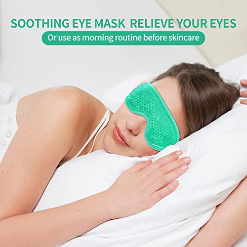 2PCS Gel Eye Mask Reusable Cold Therapy Gel Bead Eye Mask for Puffiness/Dark Circles/Eye Bags/Dry Eyes/Headaches/Migraines/Stress Relief(Green) - color: Green