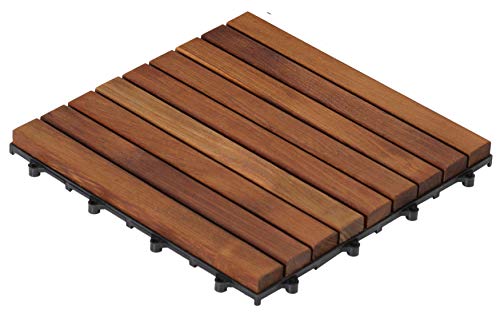 Bare Decor EZ-Floor in Solid Teak Wood, 1 Tile ONLY, Long Slat - size: 1 Tile (1 sq ft)