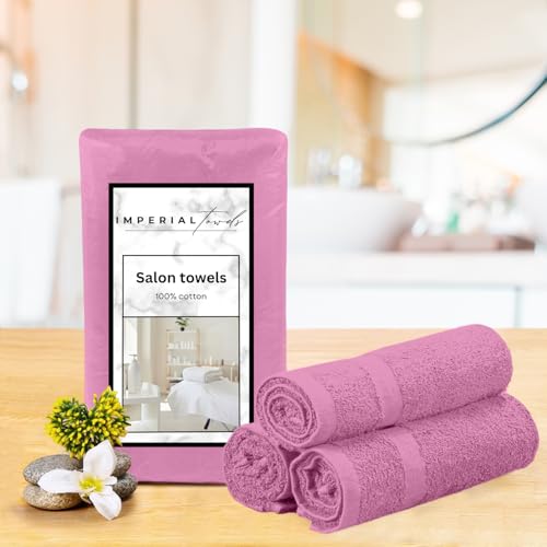 Hand Towels (Pack of 24) Pink Economy Towels Salon Towels - 100% Cotton Spa Towel– 16 x 27 Inches Highly Absorbable, Facial, Gym, Hair Face Towels Bulk - color: Pink, size: HAND TOWEL PACK OF 24 16X26
