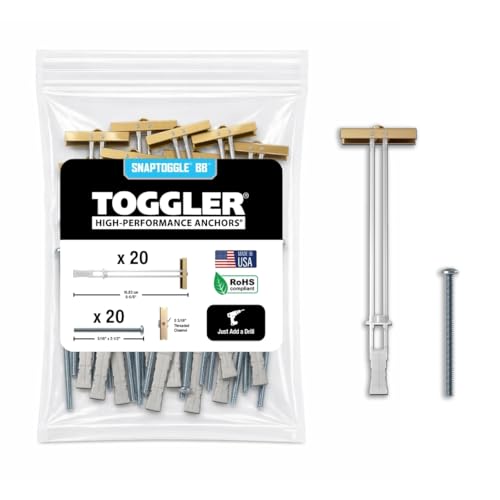 TOGGLER SNAPTOGGLE Drywall Anchor with Included Bolts for 1/4-20 Fastener Size; Holds up to 265 pounds Each in 1/2-in Drywall by TOGGLER (20 Pack) - size: 20 w/ Round Head Bolts