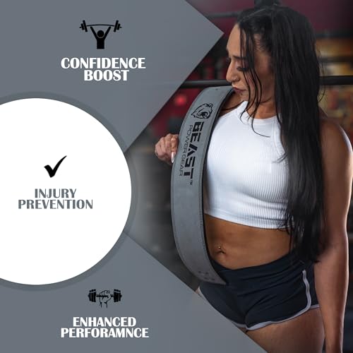Beast Power Gear Weight Lifting Belt Lever Buckle 10MM 13MM Thick & 4 Inches Free Strap Weightlifting, Powerlifting, Deadlifts, Squats Men Women - color: Gray, size: X-Large