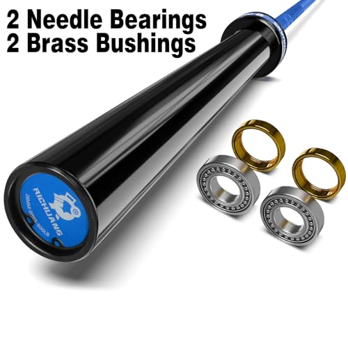 7ft Olympic Barbell 28mm 45lb – 500/700/1000LB Bar for Home Gym | Ceramic coated steel. Smooth spinning sleeves. Fits 2" plates. For snatch, clean and jerk, squats, deadlifts, bench press. - color: Blue-500LBS