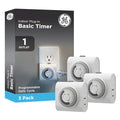 GE 24‑Hour Mechanical Outlet Timer Switch, Single Polarized Plug‑In Control for Indoor Lighting, Lamps, Christmas Trees and Seasonal Decor (3 Pack), 44801 - size: 3 Pack