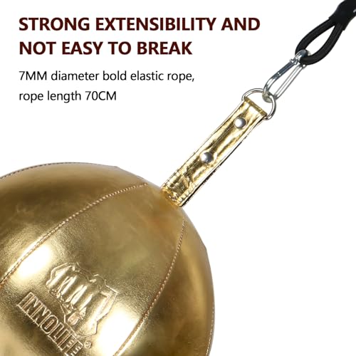 InnoLife Double End Punching Ball Striking Punching Bag Kit, Speed Striking Reflex Kit with Bungee Cords Perfect for Reaction, Agility, and Hand Eye Coordination Training - color: Gold