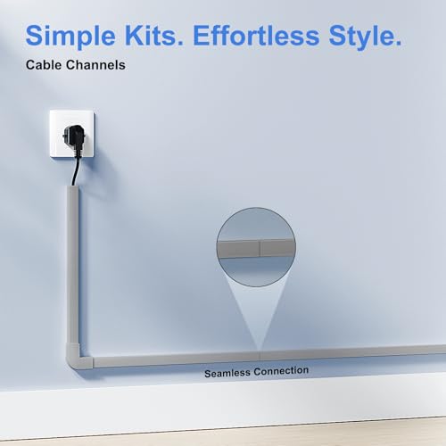 Yecaye Cord Hider, 113in Medium Cord Covers for Wires on Wall, Cord Organizer for 2-3 Wires, Easy Install Cable Management Kit, TV Cable Hider for Home Office, W0.95in H0.55in, Grey - color: Grey, size: 113in L x 0.95in W x 0.55in H