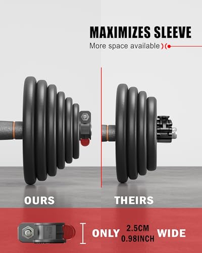 Mini Barbell Clips 1 inch I Multi-Size Adjustable Barbell Collar I 1 inch Barbell ClampsIQuick Release Weight Clips Pair of Locking for Dumbbell Bar - color: Black+red