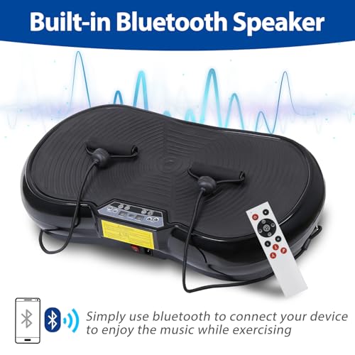 Full Body Vibration Platform Massage Machine Workout Trainer with Bluetooth Music Connection - color: Black