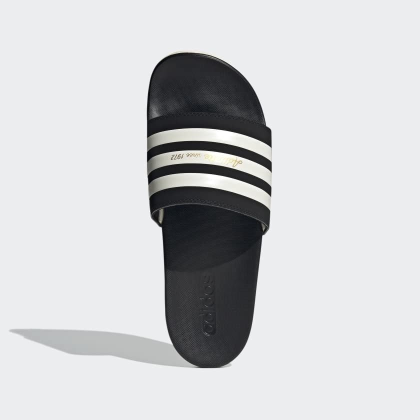 adidas Women's Adilette Comfort Slides - color: Core Black/Wonder White/Gold Metallic, size: 19 Women/18 Men