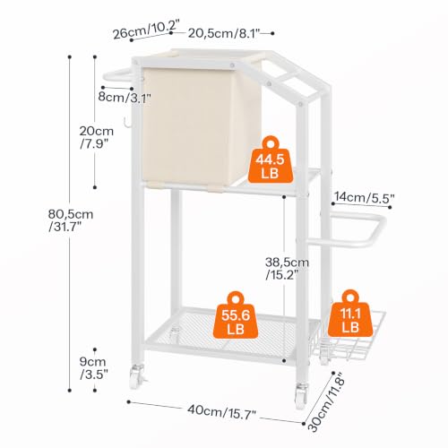 HOOBRO Dumbbell Rack, Weight Rack for Dumbbells, Yoga Mat Storage Rack, Home Gym Storage Rack for Dumbbells Kettlebells Foam Roller, Workout Storage Organizer with Wheels & Hooks - color: White