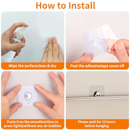 24PCS Picture Hangers Without Nails, Wall Hangers Without Nails, Adhesive Wall Hooks, to use Inside Kitchen, Bathroom, Home and Office (8mm) - style: A