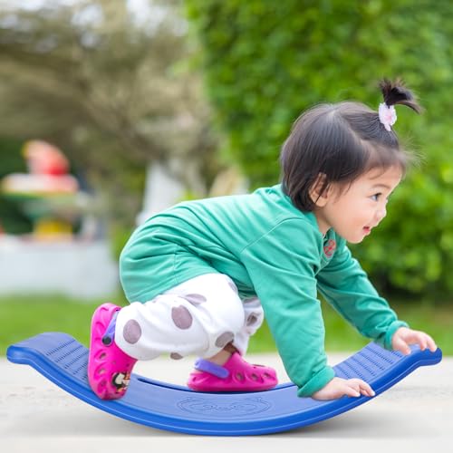 2 Pack Balance Board for Kids Teeter Totter Plastic Wobble Balance Board Indoor Toddler Toys for Toddler Exercise Motor Skills, Gaming, Outdoor and Indoor, Blue