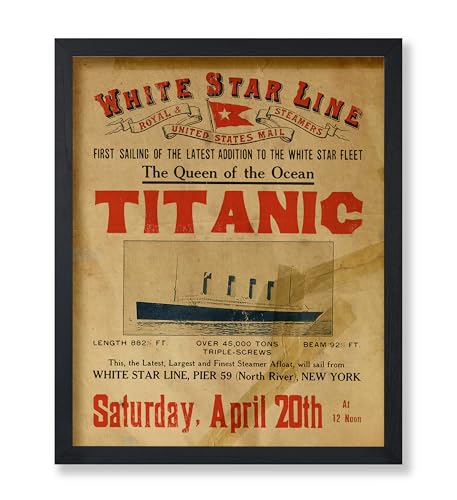 Poster Master Vintage Titanic Poster - Retro Queen of the Ocean Print - Steamboat Art - Gift for Men, Women & Travel Lover - Decor for Living Room, Bedroom, Dorm or Office - 11x14 UNFRAMED Wall Art - color: Style-02, size: 11"L x 14"W