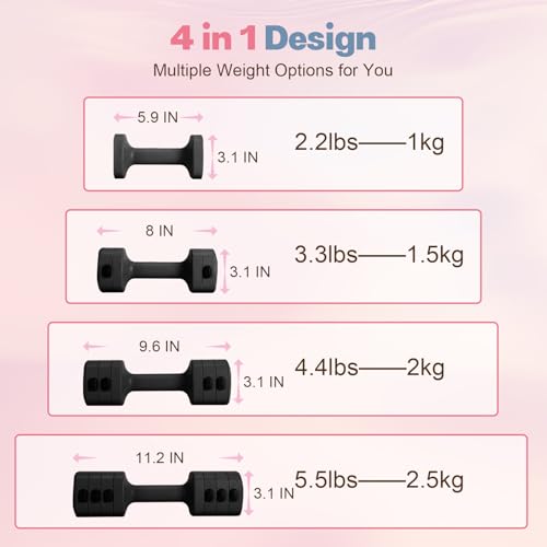 kisnbld Adjustable Dumbbell Set, 2-in-1 Dumbbells & Kettlebell,Hand Weights | 2.2-5.5lb Each Free Weights for Women Beginners with Fast Adjustment,Weights Set for Home Gym & Outdoor Exercise Training - color: Black