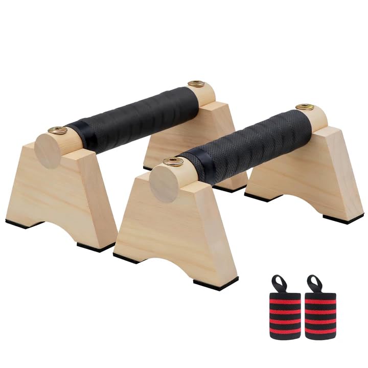 Wood Push up Bar, 2 PCS Parallettes Bars for Men Strength Training, Calisthenics Equipment for Handstand Training
