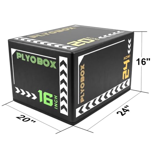 Soft Plyo Box 12/14/16 in Foam Jump Trainer for Home Gym - size: 24+Black