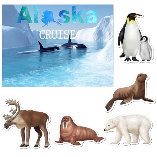 Kanayu 6 Pcs Alaska Cruise Door Decorations Magnetic Large Ship Decorations Magnets Anchor Cruise Decor Car Fridge Magnet Decal for Carnival Stateroom Door - style: Alaska