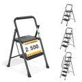 Arbusb Step Ladder, Folding Step Stool with Wide Anti-Slip Pedals, Sturdy Steel Ladder with Handrail, Space-Saving, Portable for Home & Adults, 2 Step Ladder - size: 2-step