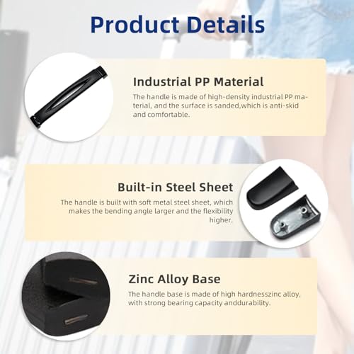 Bztoolbox 2Pcs Luggage Handle 9.06" x 0.98" (L x W) Plastic Pull Handle Grip Replacement 230mm x 25mm for Luggage Suitcase Box Black Tone