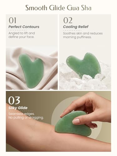 Green Stone Gua Sha Facial Tools, Guasha Tool for Face Acupuncture Therapy Trigger Point Treatment, Gua Sha Scraping Massage Tool - color: Light-green