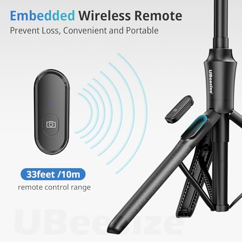 UBeesize 62'' Magnetic Selfie Stick Phone Tripod with Wireless Remote, Extendable Cell Phone Tripod Stand, Compatible with MagSafe, Cellphone Tripod for iPhone 17 16 15 14 13 12 and Android Phones - color: Black, size: 62-in