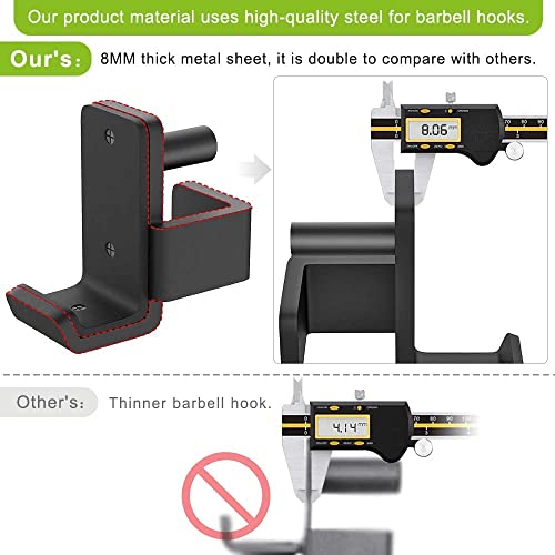 SELEWARE Solid Steel J Hooks for 2" x 2" or 3" x 3" Tube Power Cage with 1" 1/2" or 5/8" Hole Squat Rack Attachment, J-Hook Barbell Holder for Power Rack, Set of 2 - color: For 1" Hole of 2x2 inch Rack