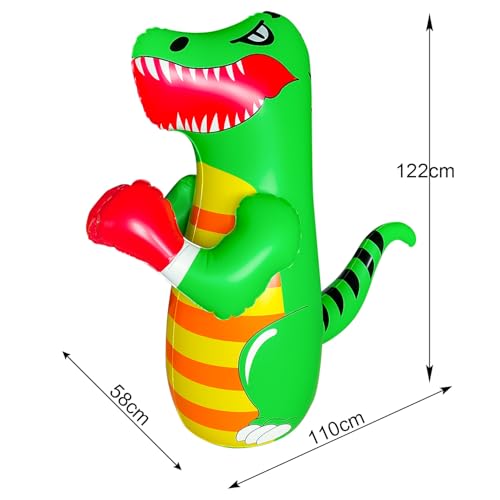 48 in Punching Bag for Kids, Free Standing Inflatable Dummy, Inflatable Punching Bag, De-Stress Boxing Bag for Kid - color: Dinosaur-BDW-Green