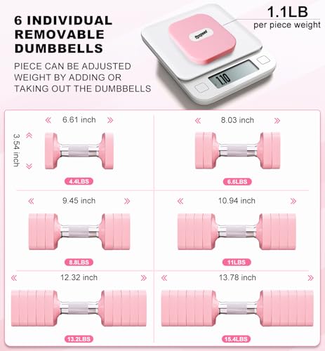 Adjustable Dumbbell Set for Women Men 7.5LB/10LB/15LB/20LB/25LB Pair | Stable Free Weight Hand Weights with Metal Handle for Home Gym Fitness Rehab Pilates Yoga Strength Training Equipments - color: Pink, size: 15LB SINGLE