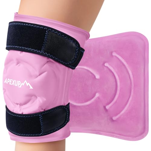 APEXUP Ice Pack for Knee Pain Relief, Large Reusable Wrap After Surgery, Flexible Gel Cold Pack for Injuries, Pain Relief for Back, Shoulder, Elbow, Ankle and Leg (Pink, L, 1PK) - size: Large-1PK, style: Pink