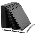 24 Tiles Interlocking EVA Foam Floor Tiles, Puzzle Exercise Mat, Home Gym and Garage Workout Mat, Black, 20 in x 20 in x 0.39 in, 64 Sq Ft (24, Black) - color: Black