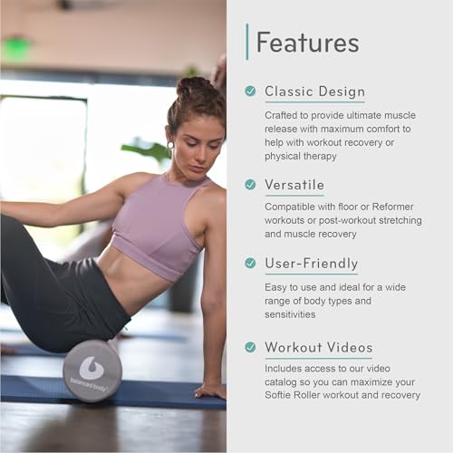 Balanced Body Softie Roller, Soft Foam Roller, Muscle-Release Roller, Muscle Roller for Post-Pilates Workout or Physical Therapy, Stretching Tool, Light Gray