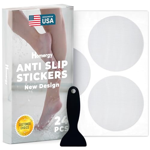 Anti-Slip Shower Stickers - Help Reduce Slipping in Bathtub & Shower, Clear Non-Slip Bath Strips, Strong Adhesive Bathtub Appliques Suitable for Homes with Kids, Adults & Seniors - 24 Pcs - Homergy - size: Round