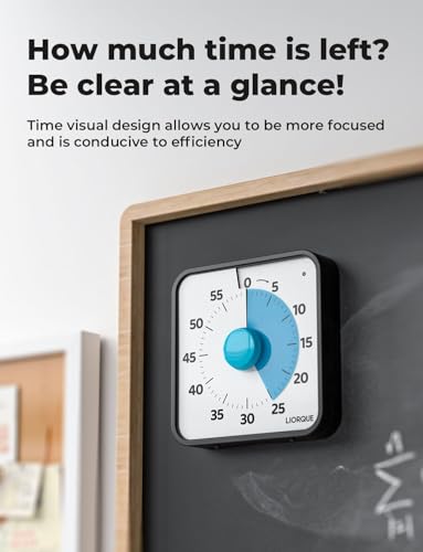 LIORQUE 60 Minute Visual Timer for Kids and Adults, Non-Ticking 7.5 Inch Large Visual Countdown Timers for Classroom Desk Countdown Clock with Magnetic Backing, Kids Pomodoro Timer Clock - color: Dark Blue