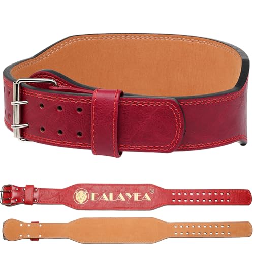 Weight Lifting Belt Gym Fitness, Padded Cowhide Leather Weightlifting Belt, Functional Powerlifting Belt Adjustable Weightlifting Belt - color: Red, size: X-Large