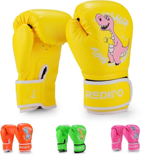 Kids Boxing Gloves for Boys and Girls, Youth Boxing Training Gloves for Kids 3-15, 4&6OZ Punching Bag Kickboxing Thai Mitts MMA Training Sparring Gloves - color: Yellow, size: 6OZ