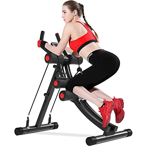 Fitlaya Fitness Core & Abdominal Trainers AB Workout Machine Home Gym Exercise Machine Ab Cruncher Foldable Fitness Equipment - color: red02