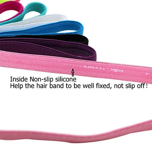 Girls Sport Headbands Non-Slip Hairband - Athletic Grip Elastic Single Skinny Sweatbands for Guide Sweat When Running Soccer Basketball Yoga Tennis Cycling 10 Pack - color: Black 10pcs
