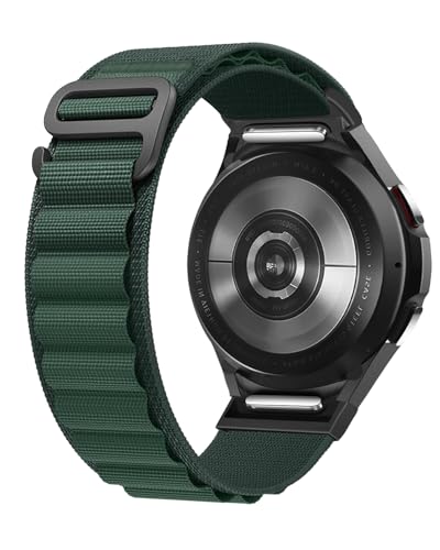 One Click Alpine Loop Bands Compatible with Samsung Galaxy Watch 7 Band/Galaxy Watch 6 4 5 FE Band 40mm 44mm/Watch 6 4 Classic 47mm 43mm 42mm 46mm/5 Pro 45mm, 20mm No Gap Nylon Sport Strap for Men - color: 13#Dark Green