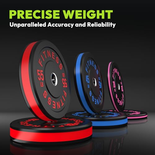 HANDBODE 2-Inch Weight Plates High Bounce, Olympic Bumper Plate Set 45/100/160/190/260/300lb, Colored Weight Plates Set for Home Gym, Barbell Weights Rubber Strength Training Plate for Weight Lifting - size: 160 lb Set (Pair of 10, 15, 25, 30 lb), style: