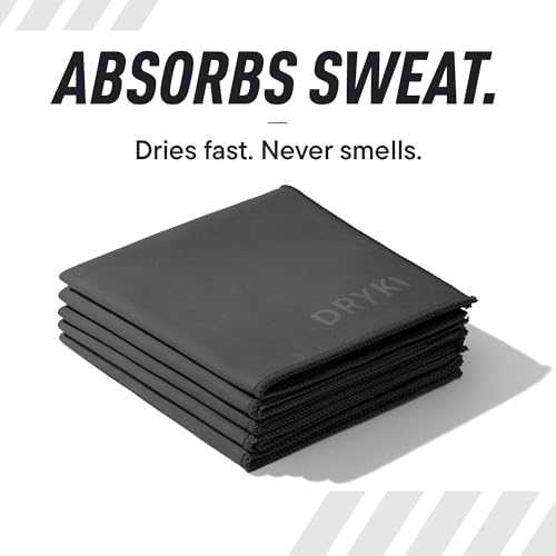 DRYKI Pocket-Sized Sweat Towels - The Original Sweat Absorbing Handkerchiefs - Quick-Dry Microfiber Sweat Rags for Face, Hands, & Body - Men & Women - Gym, Sports, and Work (Dark Grey: 5 Pack) - color: *Dark Grey
