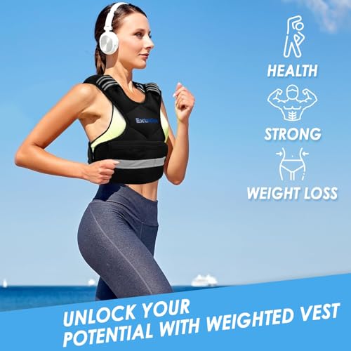 ExtreSpo Adjustable Weighted Vest for Women and Men, 4-10lb/11-20lb/20-32lb Weight Vest with 6 Ironsand Weights, Body Weight Vest Exercise Set with Reflective Strip for Strength Training and Workout