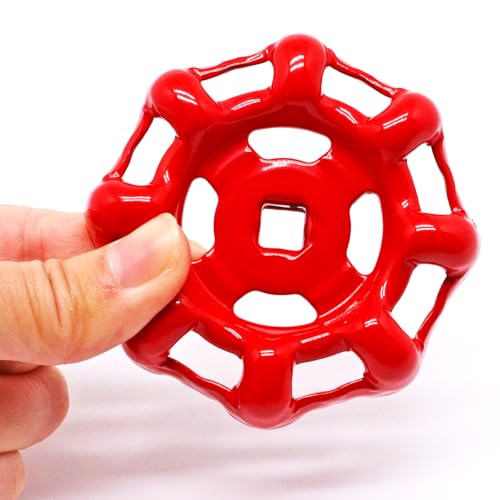 2 Pack Outdoor Faucet Handle, 8mm x 8mm (0.31" x 0.31") Square Stem Hole Faucet Handle Replacement, Cast Iron Round Wheel Water Spigot Handles Replacement with Screws Spacer (Red) - color: Red, size: 8mm x 8mm (2pcs)