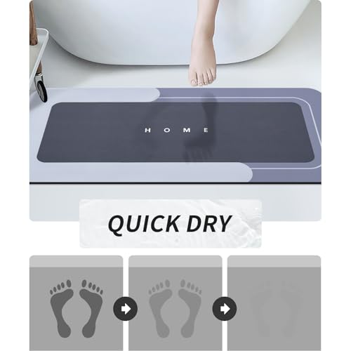 Housego Absorbent Bath Mat, Quick Dry Bath Rug, Non-Slip, 16.93x34.65, Blue | Absorbent Bath Mat Magic Rug; Quick Drying Magic Bath Mat Non-Slip Floor Rug Rubber Backed for Bathroom Kitchen Shower Sink - color: Blue, size: 1'5" x 2'11" (Rectangular)