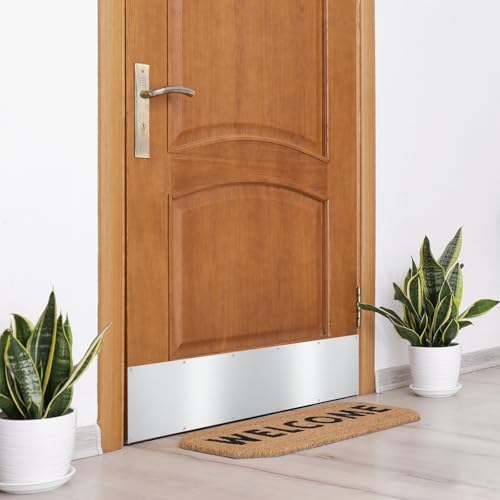 Tatuo 4 Pcs 34 x 8 Inch Door Kick Plates for Exterior Interior Bulk Doors Protection Decor Rectangular Aluminum Door Push Plate with Satin Finish (Sliver Gray) - color: Sliver Gray, size: 34 x 8 Inch