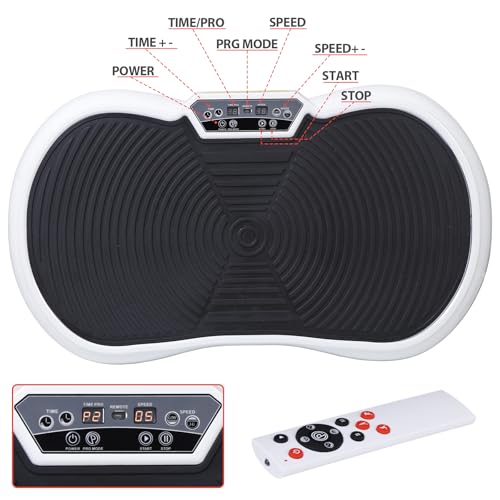 Full Body Vibration Platform Massage Machine Workout Trainer with Bluetooth Music Connection - color: White