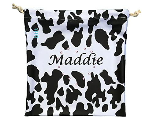 Bitt Sportswear Personalized Gymnastics Grip Bag in Cow Print with Crystals Options (Black Cow Print) - color: Black Cow Print