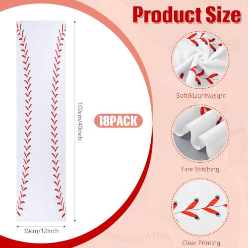 18 Counts Cooling Towels, Softball Towel Breathable Chilly Ice Towels, 40"x12" Cooling Towel for Baseball Team Coach Gift Training, Cold Sweat Rag for Sport (White, Baseball) - color: White, style: Baseball